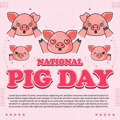 National Pig Day – March 1, 2025, Attractive design, can be used on all social media platforms, beautiful color combination, get it now for the first purchase.