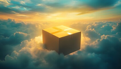 Golden Box Above Clouds at Sunrise