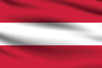 Austria flag official colors and proportion digital vector illustration. Pleated flag.