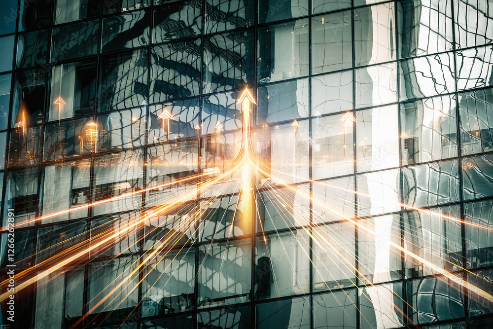 Aufkleber abstract architecture commercial building with upward arrows