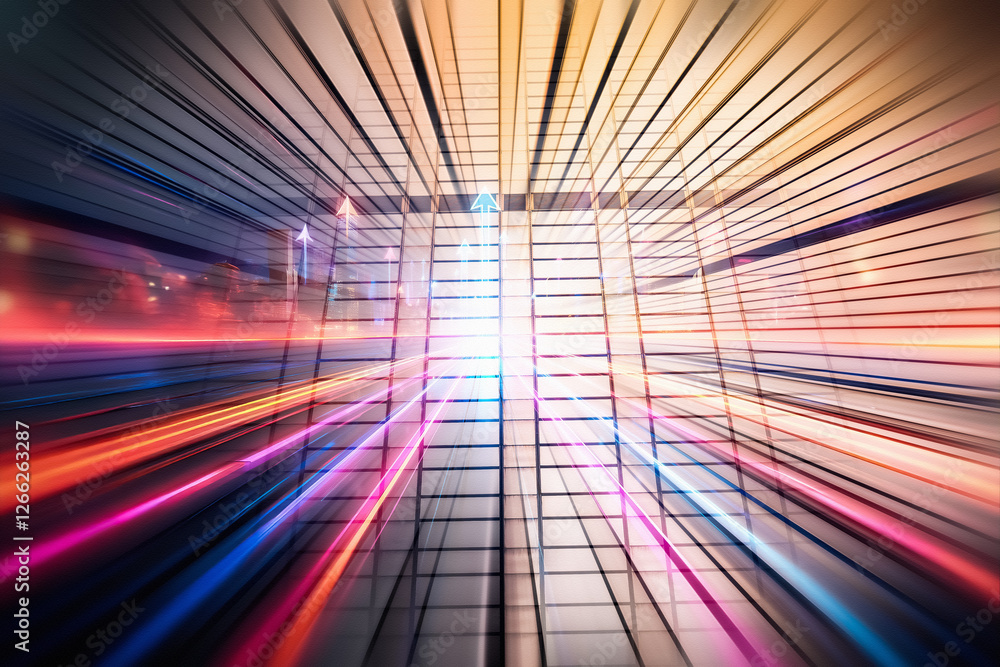 Aufkleber abstract concept depicting hong kong's fast-paced business world, featuring bright light streaks and