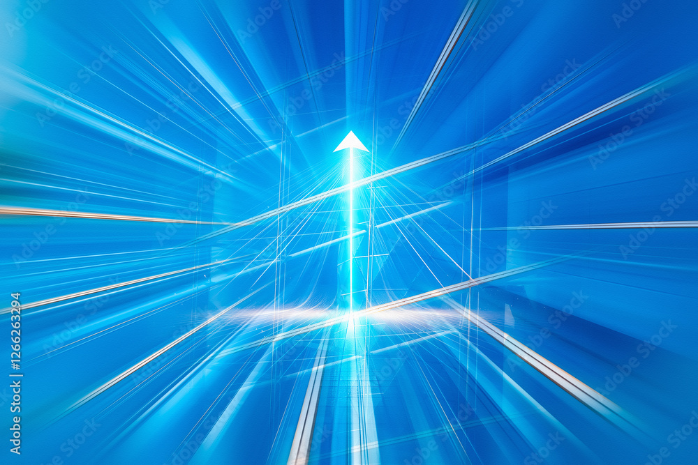Aufkleber abstract blue lines converge on an arrow, a dynamic business concept image. symbolizes growth and fo