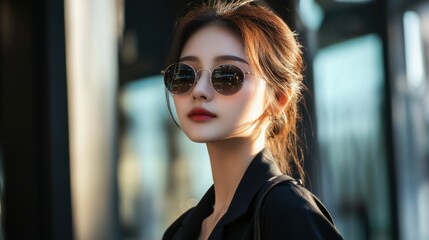 stylish woman in sunglasses