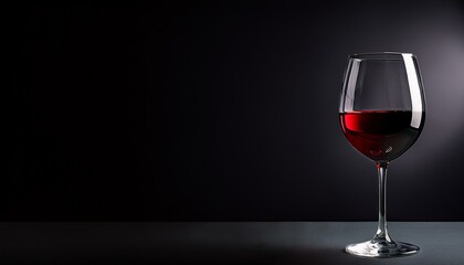 ダークな余白に浮かぶ赤ワインのグラス、大人の静寂と洗練を感じさせるシンプルな世界
