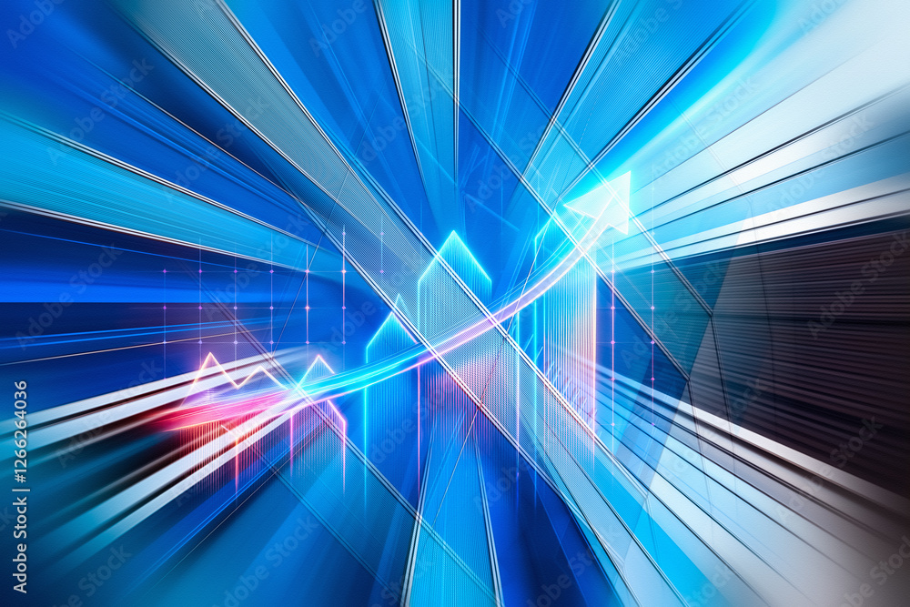 Aufkleber vibrant abstract business concept illustrating hong kong's financial growth, featuring upward arrows