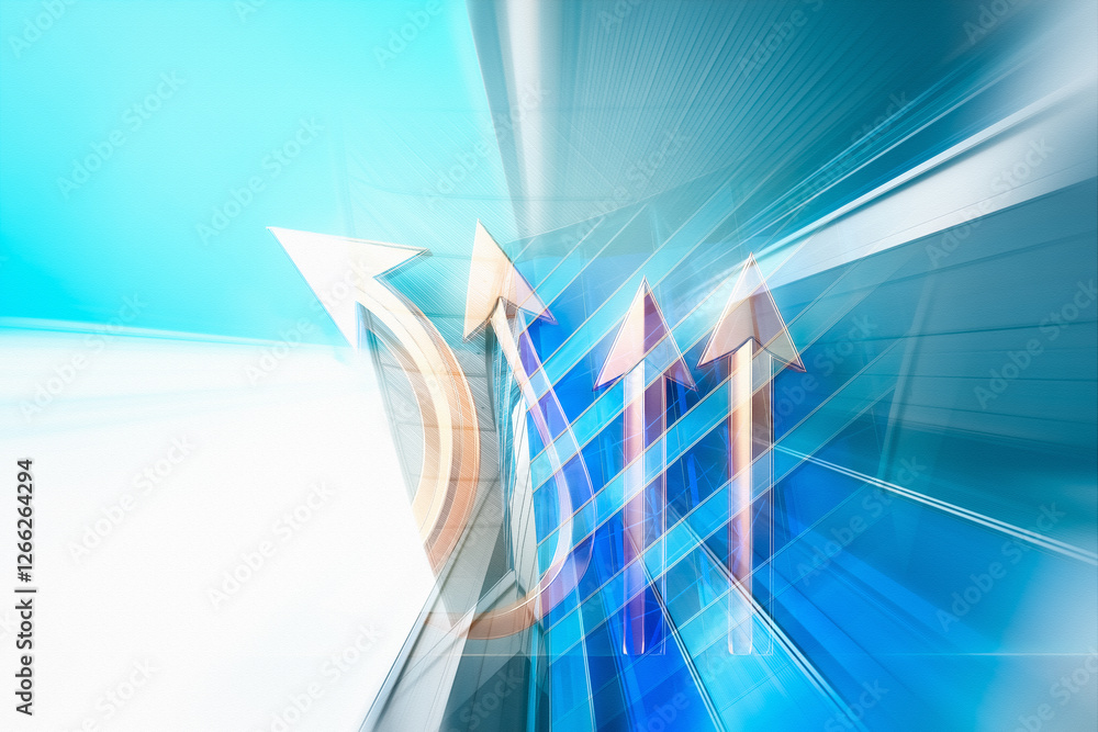 Leinwandbilder hong kong business concept with arrows pointing upwards, representing growth and success in a fast-p