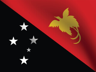 Papua New Guinea flag official colors and proportion digital vector illustration. Pleated flag.