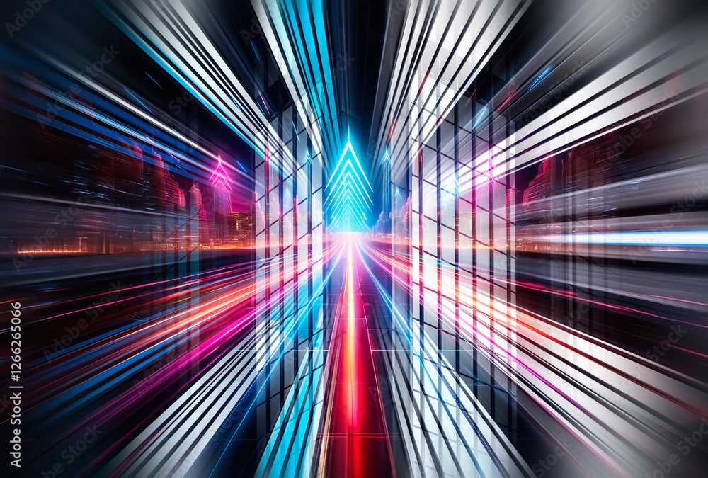 Fototapete hong kong business concept in abstract night scene. motion blur conveys speed and energy in this dyn