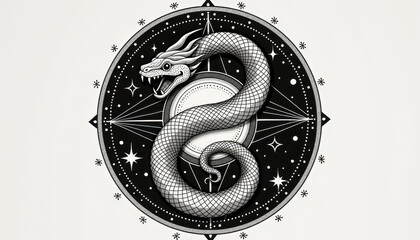 Obraz premium Ouroboros Serpent Infinity Symbol Tattoo Design