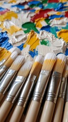 Obraz premium Colorful Oil Paint and Paintbrushes Close-Up