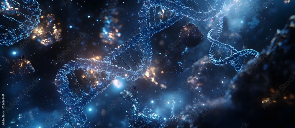 Poster dna helix in a microscopic universe