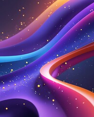 Futuristic abstract composition of layered, curving waves in deep purples and blues with golden light accents, creating a dynamic, modern, and elegant visual texture for digital design

