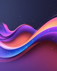 Futuristic abstract composition of layered, curving waves in deep purples and blues with golden light accents, creating a dynamic, modern, and elegant visual texture for digital design

