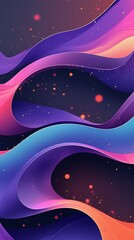 Futuristic abstract composition of layered, curving waves in deep purples and blues with golden light accents, creating a dynamic, modern, and elegant visual texture for digital design

