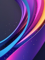 Abstract digital artwork featuring flowing, layered waves in vibrant purple, blue, and pink hues, illuminated by soft golden light, creating a futuristic and dynamic visual composition

