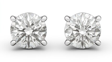 Diamond stud earrings, close-up, white background, jewelry display (2)