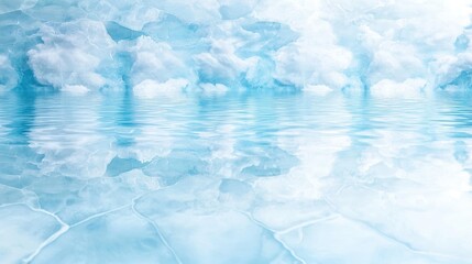 Glacial ice reflecting on calm water, arctic landscape, nature background