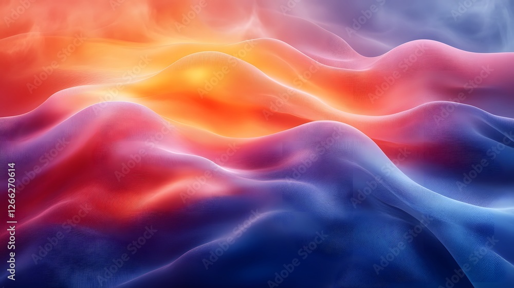 Poster vivid spectral landscape with ethereal waves and captivating gradient effect