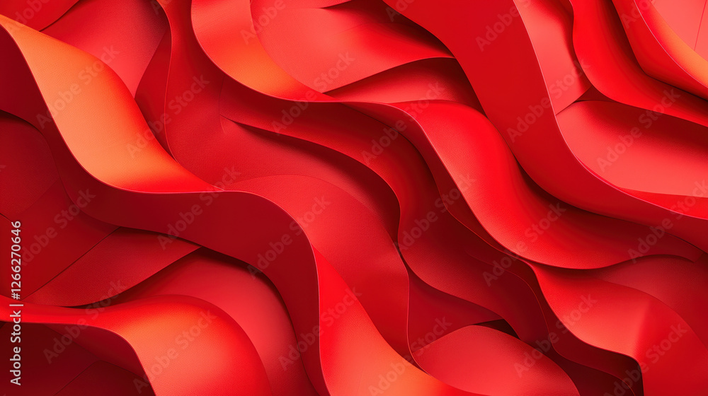 Poster vibrant abstract background featuring flowing red paper waves, creating dynamic and energetic visual