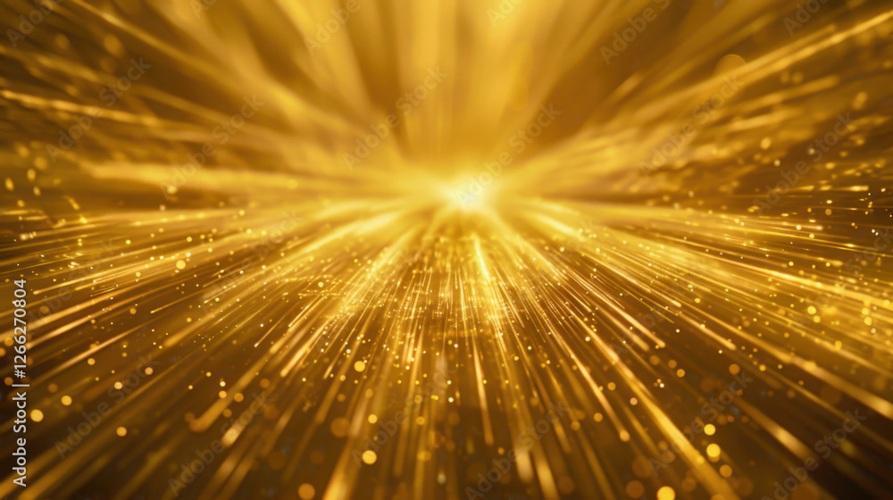 Poster golden light rays burst through shimmering background, creating vibrant and dynamic atmosphere fille