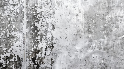 Fototapeta premium Textured gray wall with peeling paint and weathered surface, showcasing distressed look. Ideal for backgrounds or artistic projects