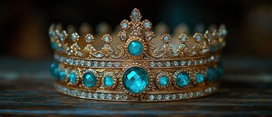 Obraz premium Ornate Gold Crown Adorned With Turquoise Gems