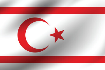 Northern Cyprus flag official colors and proportion digital vector illustration. Pleated flag.