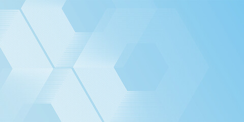 Vector minimalist banner background pastel colorful  blue and white gradations. Hexagon effect style modern abstract
