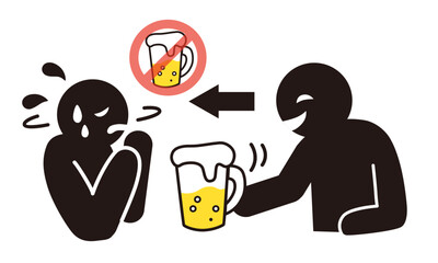 アルコールハラスメント禁止のピクトグラム © hanamuradesign