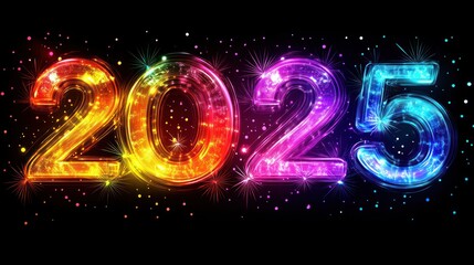Sparkling 2025 New Year fireworks celebration background