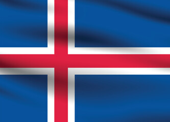 Fototapeta premium Iceland flag official colors and proportion digital vector illustration. Pleated flag.