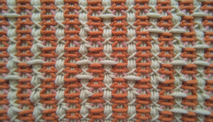 Fototapeta premium Orange and White Woven Rug Detail