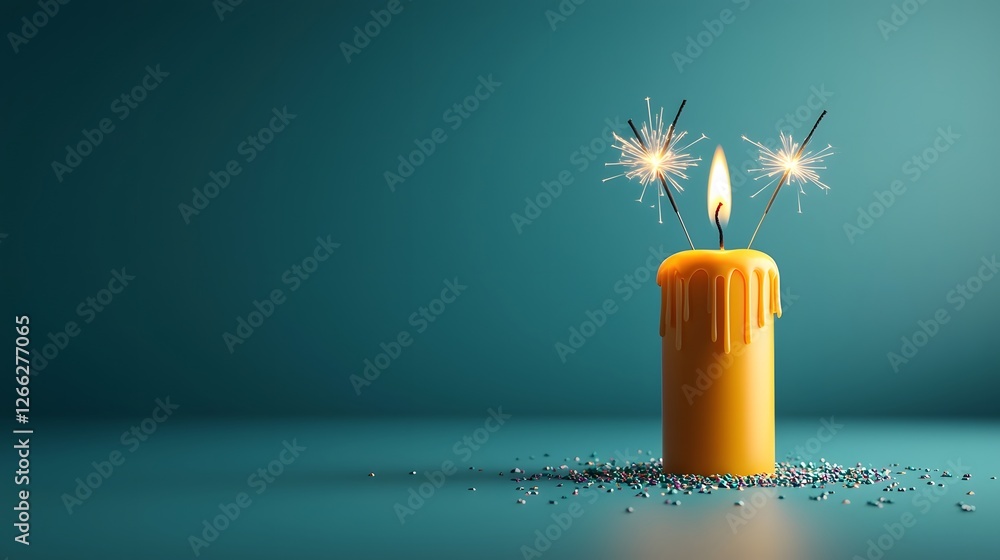 Aufkleber a 3d rendered image of a birthday candle with colorful sparklers attached creating a lively and ener