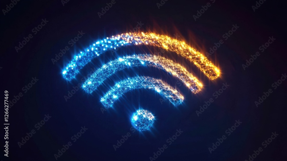 Poster glowing wifi symbol abstract network technology