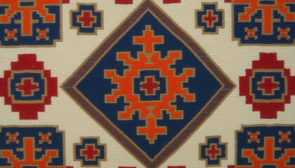 Obraz premium Traditional Kilim Rug with Geometric Pattern