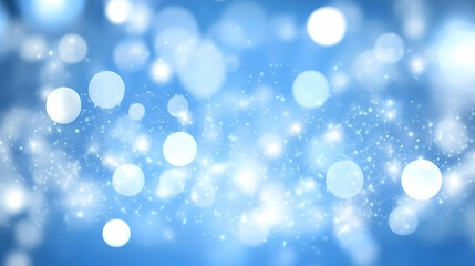 Obraz premium Abstract blue bokeh background with glowing lights and particles, perfect for festive or celebratory designs.