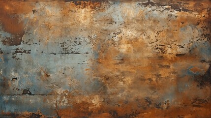 Obraz premium Detailed Close-Up of Rusted Metal Texture with Corrosion Patterns Exhibiting Beautiful Earthy Tones of Orange and Blue for Artistic Backgrounds