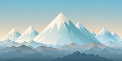 Serene Mountain Range Panorama A Breathtaking View of Majestic Peaks and Rolling Hills Under a Calm Sky