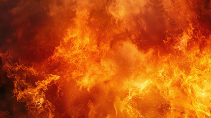 Intense flames engulfing scene, creating dramatic and fiery backdrop with vibrant orange and yellow hues, evoking sense of heat and energy
