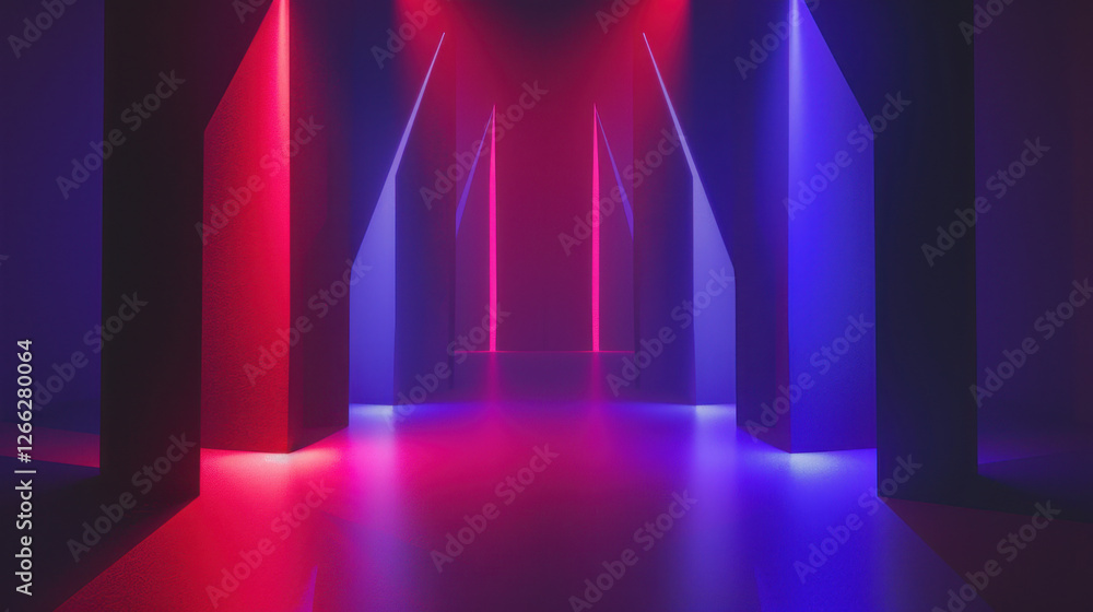 Poster vibrant abstract space with colorful neon lights creating futuristic atmosphere. interplay of red an
