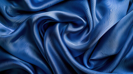 Fototapeta premium Luxurious blue fabric with smooth texture and elegant draping, perfect for fashion or interior design. rich color adds depth and sophistication to any project