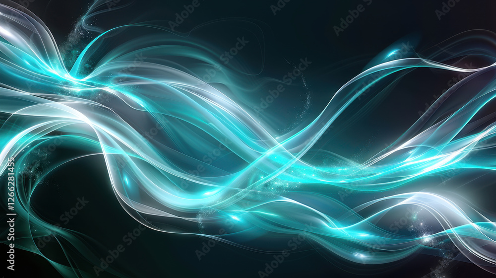 Aufkleber abstract flowing waves in blue and white colors create dynamic visual effect, evoking sense of movem