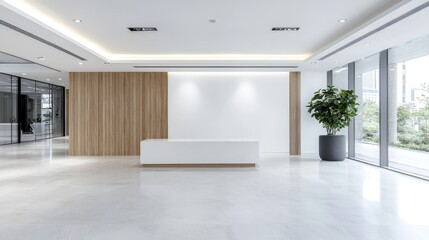 Modern Office Lobby with Reception Desk