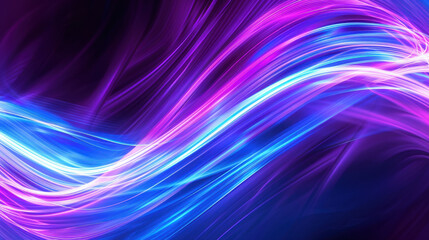 Obraz premium Vibrant abstract light trails in blue and purple hues create dynamic visual effect, evoking sense of energy and movement in dark background
