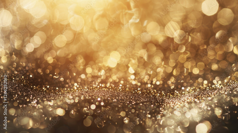 Aufkleber golden bokeh background with shimmering lights creating festive atmosphere. soft focus and sparkling