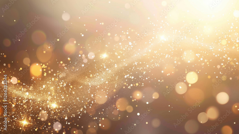 Aufkleber golden bokeh background with sparkling lights and shimmering particles, creating magical and festive