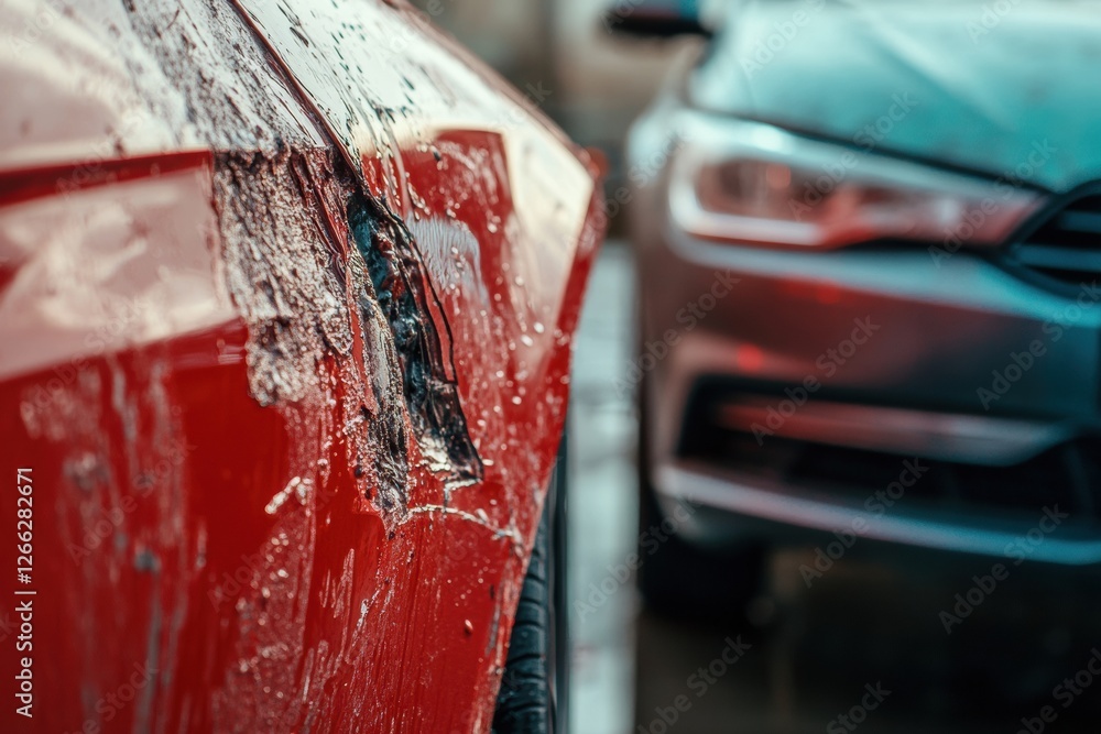 Poster comparison of a scratched dirty car next to a shiny polished vehicle showcasing car maintenance effe