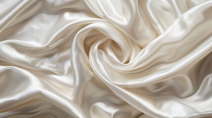 Obraz premium Luxurious white satin fabric with smooth, flowing texture and elegant drape. Perfect for fashion, upholstery, and decorative projects