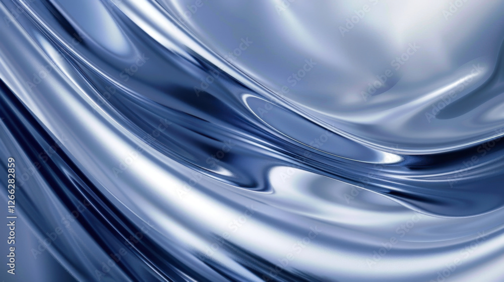 Poster smooth, flowing blue metallic texture with reflective surface, creating sense of depth and elegance.