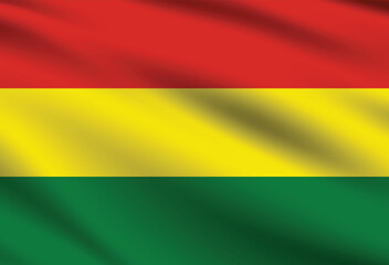 Bolivia flag official colors and proportion digital vector illustration. Pleated flag.